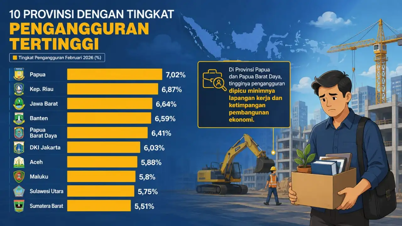 Daftar Provinsi Pengangguran Tertinggi 2026: Papua dan Jawa Barat Masih Dominan